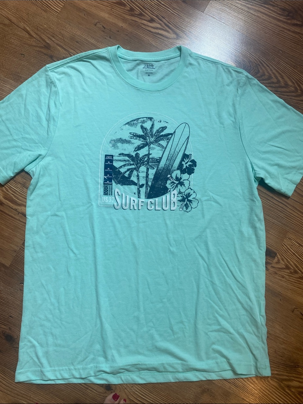 Izod Mint Green Surf Club Graphic Tee with Navy Print